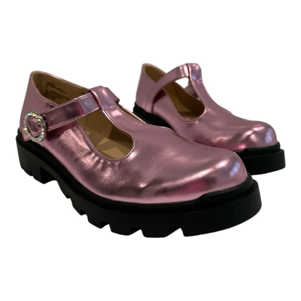 ๐HP๐ Steve Madden Girls Mary Jane Pink Metallica Chucky Sole Size 5 - Picture 3 of 9